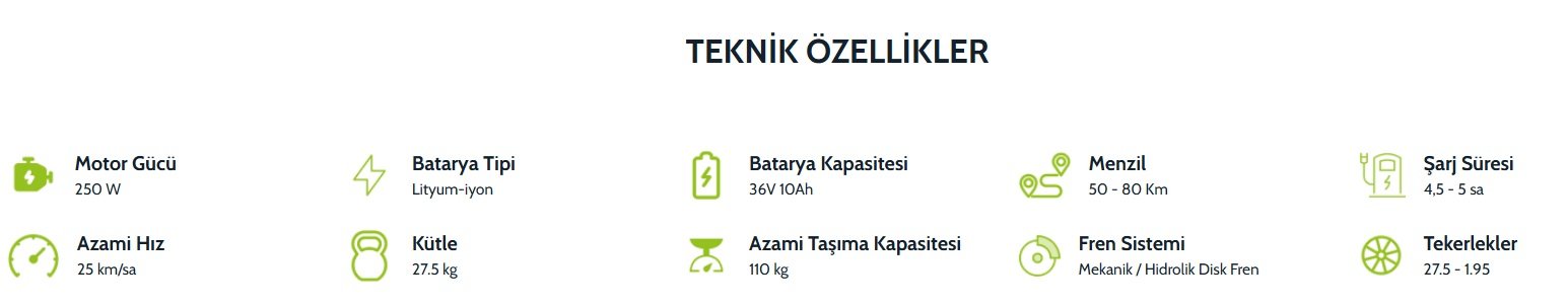 Volta Vb4 Elektrikli Bisiklet Teknik Özellikleri